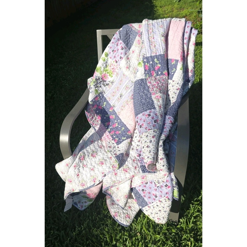 EVENHUG 100% Cotton Patchwork Quilt King Size Set Lightweight Floral King Qui...